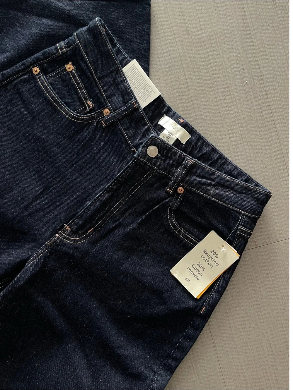H&M Comfort Stretch Wide High Waist Dark Jeans